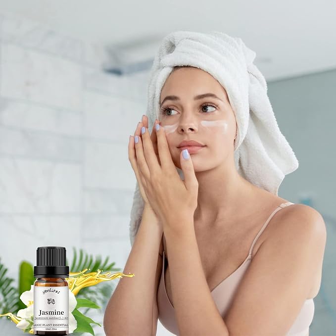 yethious 4 Pack Lavender Jasmine Vanilla Eucalyptus Essential Oil Set Vanilla Essential Oil for Diffuser, Soap/Candles Making Jasmine Essential Oil - Lavender, Jasmine, Vanilla, Eucalyptus