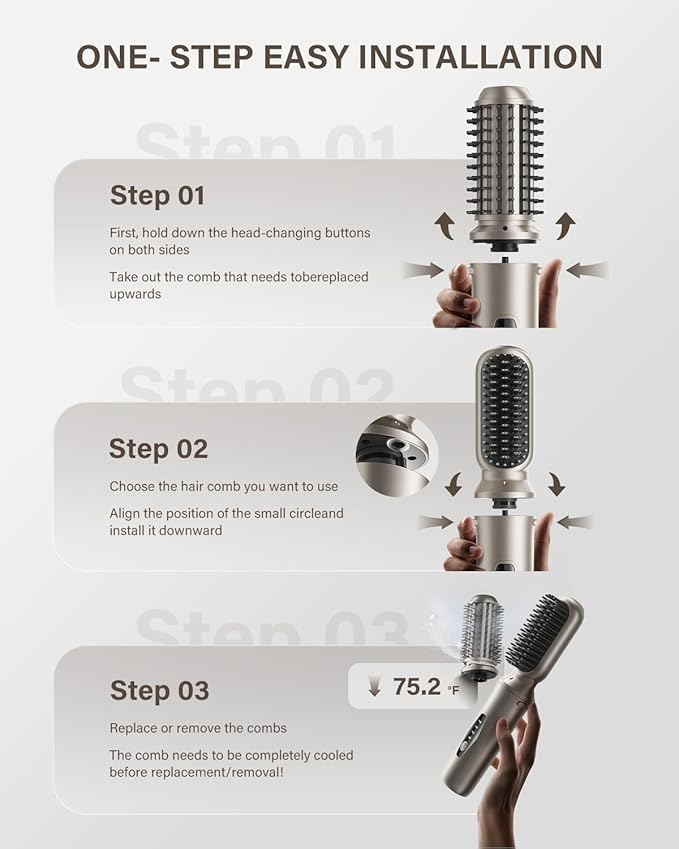 Cordless Hair Straightener Brush, 2 in 1 Curling & Straightening Brush with 200 Million Negative Ions, Mini Travel Hot Straightener Comb for Women, Fast Heating & Dual Voltage