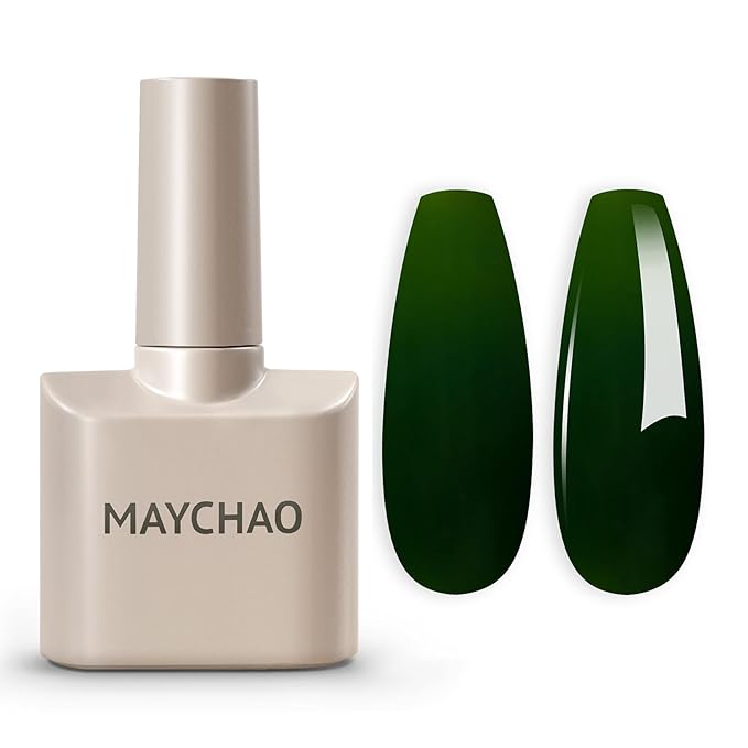 MAYCHAO 15ML Green Gel Nail Polish 1Pc Forest Green Gel Polish Soak Off UV LED Nail Varnish Nail Art Starter Manicure Salon DIY at Home, 0.5 OZ