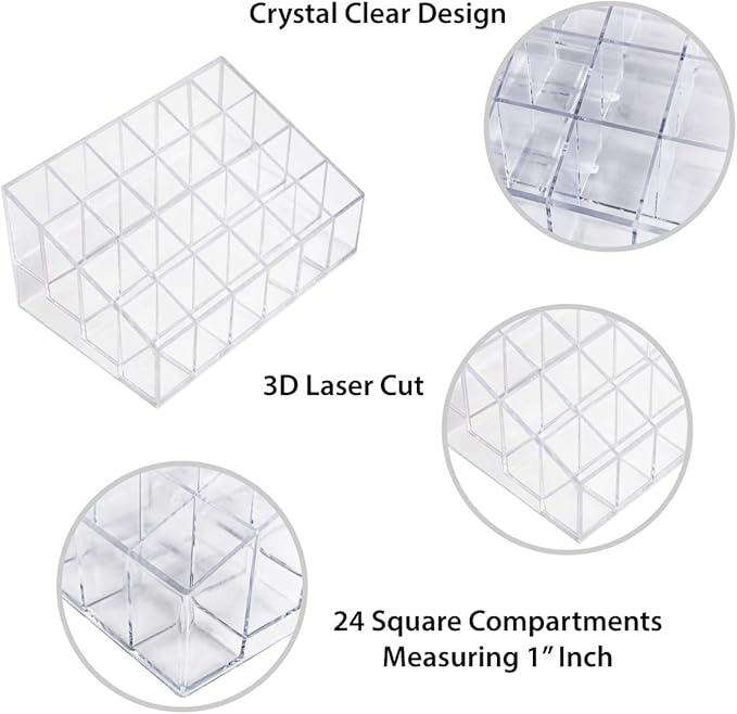 Super Z Outlet Transparent Cosmetic Makeup Organizer for Lipstick, Brushes, Bottles, and More. Clear Case Display Rack Holder