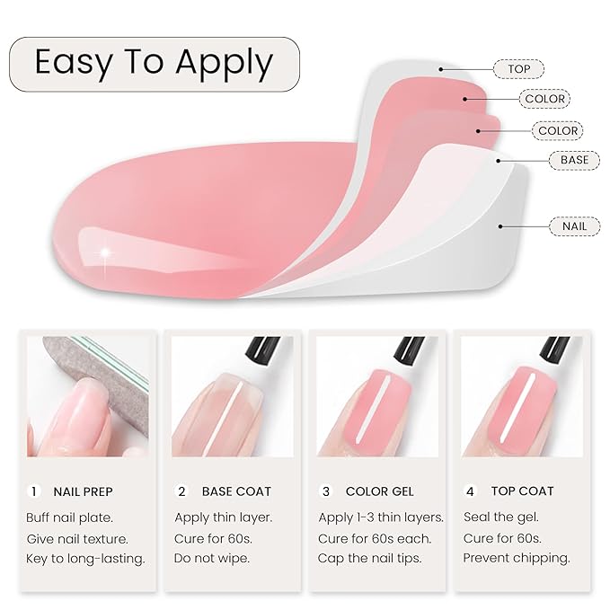 MAYCHAO 15ML Jelly Nude Pink Gel Nail Polish 1Pc Sheer Pink Gel Polish Soak Off UV LED Nail Polish Nail Art Starter Manicure Salon DIY at Home, 0.5 OZ