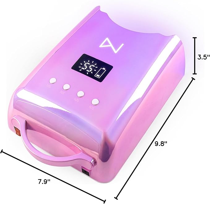 M - NEO Cordless & Rechargeable Nail Curing Lamp 78W with 4 LCD Time Display Timer, Auto Sensor, and Spacious Interior for All Hand Sizes and Nail Lengths (Unicorn Pink)