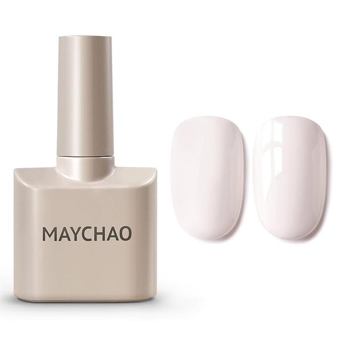 MAYCHAO 15ML White Wedding Gel Nail Polish 1Pc Creamy Gel Polish Soak Off UV LED Nail Polish Nail Art Starter Manicure Salon DIY at Home, 0.5 OZ