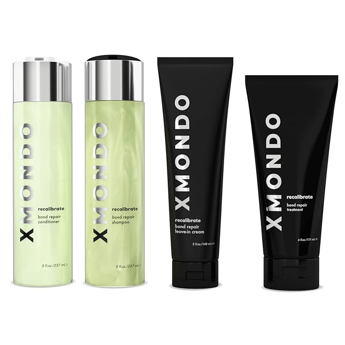 XMONDO Hair Recalibrate Bond Repair Shampoo & Conditioner Bundle - Vegan Formula with Maracuja Oil, Hyaluronic Acid, & Bond Building Technology to Restore & Reseal Dry Damaged Hair, 8 fl Oz, 2pc Set