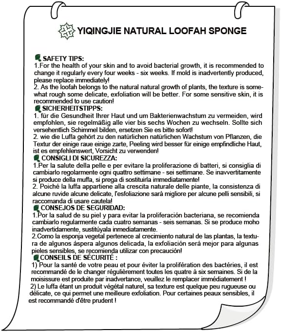 Natural Loofah Sponge Back Exfoliating Scrubber Combo Set, Seep Cleansing Skin and Facial Loofah Pad