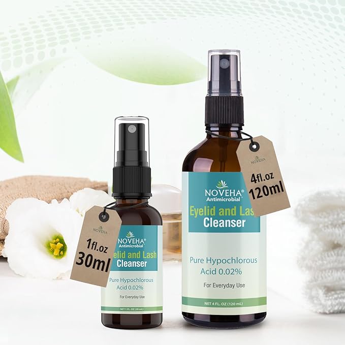 NOVEHA Eyelid Cleanser | Stye Eye Treatment | Eye Lid Cleaning | Dry Relief | Fast Acting Soothing Eyelid Cleansing Formula | Pure and Gentle Lash Hypochlorous Acid Spray (4oz - 1 Pack)