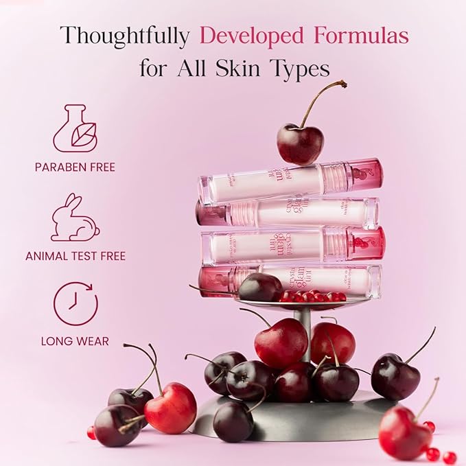 CLIO CRYSTAL GLAM TINT (CHERRY SERIES 025 DARK CHERRY), Glossy Finish, Lightweight, Buildable, Glass-Like, Smoothing, Long-Lasting, Vivid, Transparent, Shiny, Moisturizing Lip Stain, Korean Lip Tint