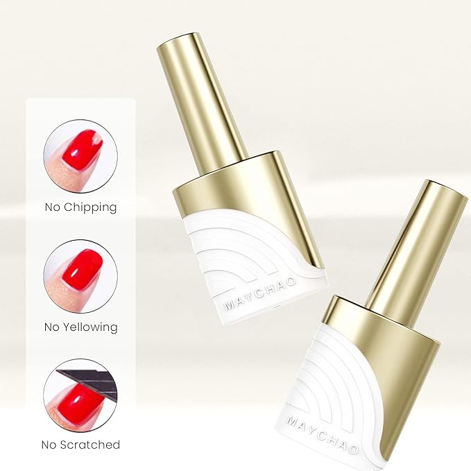 MAYCHAO Glossy Gel Top Coat, 15ml No Wipe Diamond Shine Top Coat Soak Off Nail Lamp Gel Nail Polish Glossy Finish Long Lasting for Home Nail DIY Manicure, 0.5 OZ