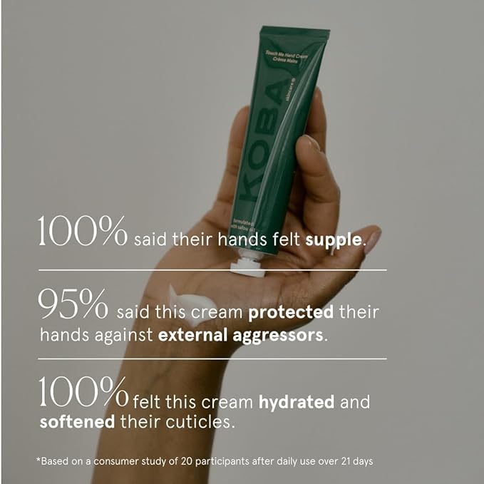 KOBA Touch Me Hand Cream - Moisturizer for Women & Men - Hydrating - Normal to Very Dry Skin - Citrus, Woody, Spicy Fragrance - Natural - Vegan - Safou Oil - Shea Butter - Sweet Almond Oil (2.2 Oz)