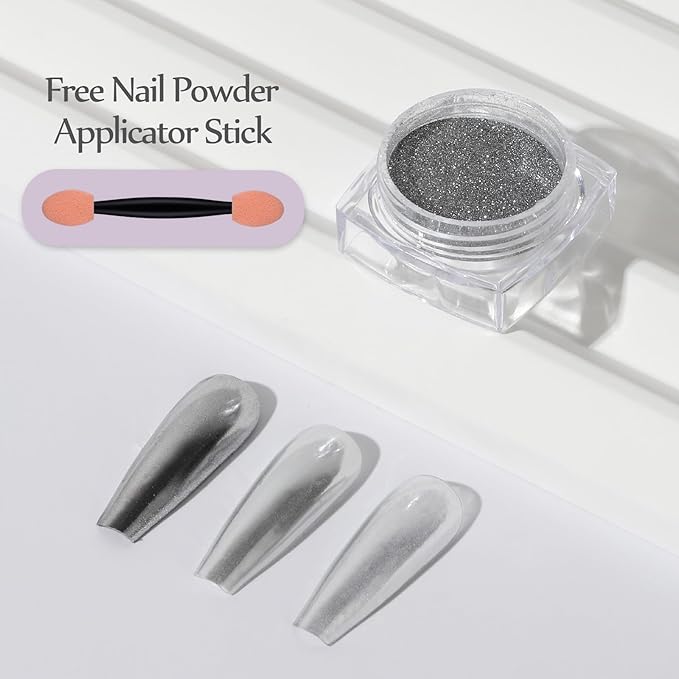 Artdone 2 Jars Chrome Nail Powder White Pearl and Silver Chrome,Iridescent Aurora Powder Metallic Mirror Effect Pigment Pearlescent Mermaid Pigment Glitter Dust Kit Acrylic Resin Craft