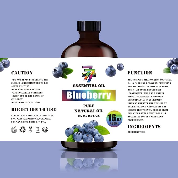 Blueberry Essential Oil (16 oz / 480 ml) – Blueberry Oils for diffusers, humidifiers, Home Baths, Cleaning Products, Yoga, DIY Soaps and DIY Scented Candles