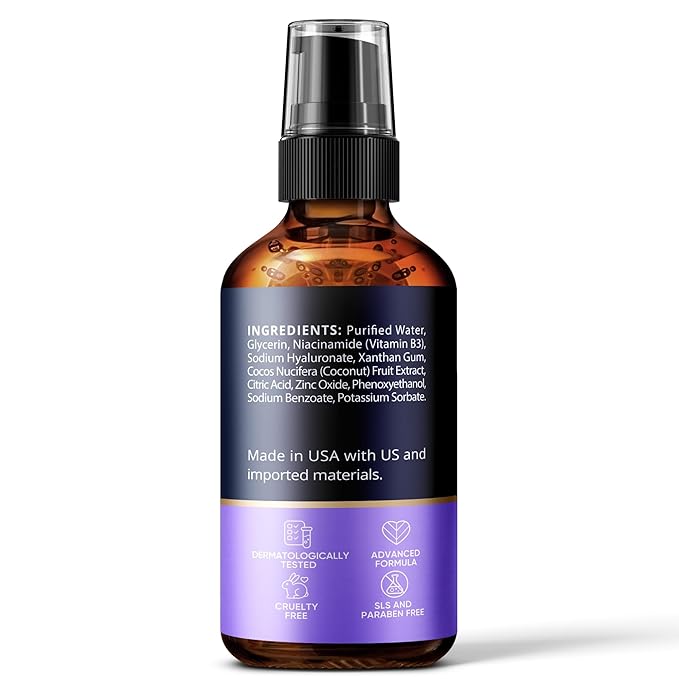 Niacinamide Serum for Face 10% with Zinc 1% Vitamin B3 Anti-Aging, Advanced Skin Care for Even Tone, Texture and Hydrating Cruelty Free 2 Oz