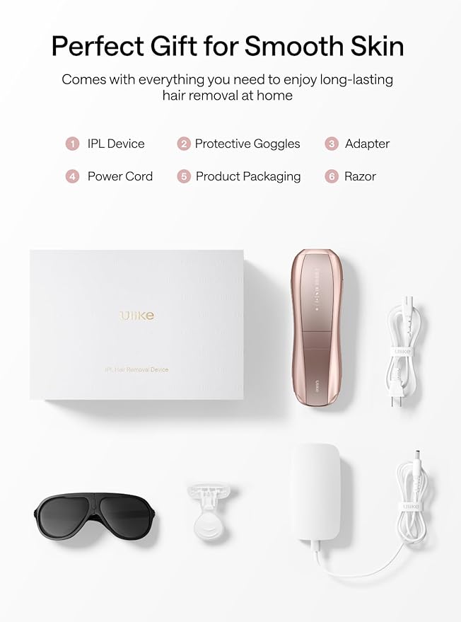 Ulike Laser Hair Removal Air 10 IPL Holiday Gift for Women and Men, 65°F Ice-Cooling Contact, Dual Lights, Skin Sensor & USHR Mode* for Nearly Painless, Effective & Long-Lasting Hair Removal from Home