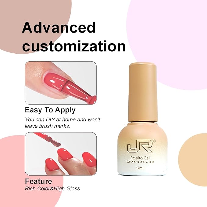 JR 35pcs 10ml Gel Nail Polish Jelly Series Red Pink Nude Gel Polish Set Base Top Matte Coat For Nail Salon Home Gifts for Women and Girls D Set