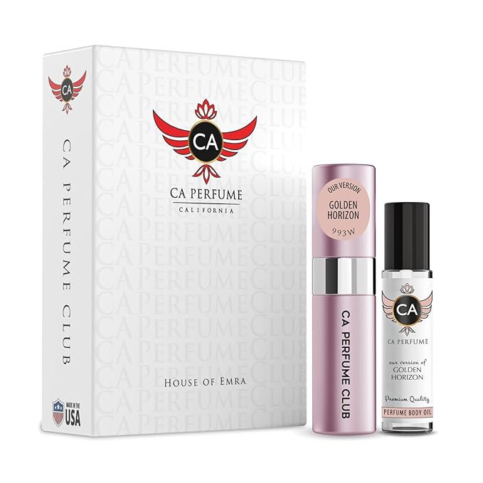 CA Perfume Impression of Golden Horizon for Women Eau De Parfum Spray Long Lasting Floral Perfume Layering Set 0.27 Fl Oz + 0.33 Fl Oz