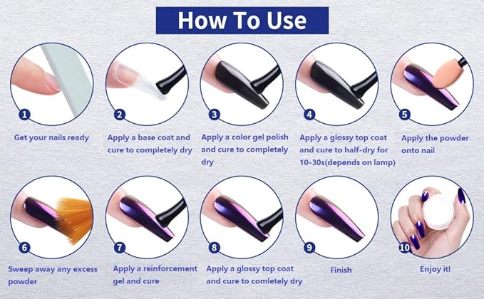 Artdone 4 Jars Chrome Nail Powder Metallic Mirror Effect Pigment Chrome Iridescent Aurora Nail Glitter Mermaid White Pearl Glitter Dust Kit for Gel Polish Nail Art Decoration, Resin Craft