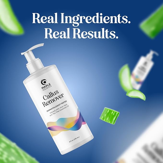 Exfoliating Callus Remover for Feet Care - Urea Foot Cream for Calluses and Dry Feet with Aloe and Tea Tree Essential Oil - Foot Callus Remover for Cracked Dead Corned and Rough Skin (8 Fl Oz)