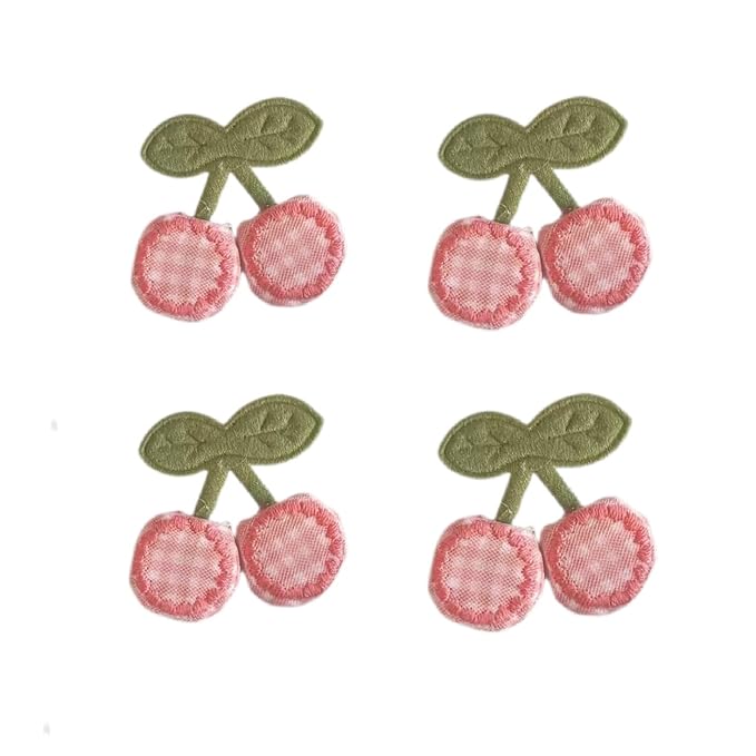 4Pcs Pink Fabric Cherry Hair Clips for Women Girls Sweet Hairpins Pink Barrettes Duckbill Hair Accessories, Cute Clips and Barrettes for Beauty and Personal Care