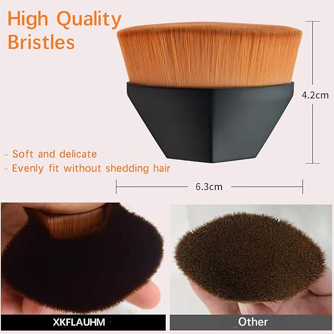 2 Pack Foundation Makeup Brush for Blending Liquid Cream Flawless Powder Face Blush with Protective Case( Pink and Black Hexagon Kabuki Brush)