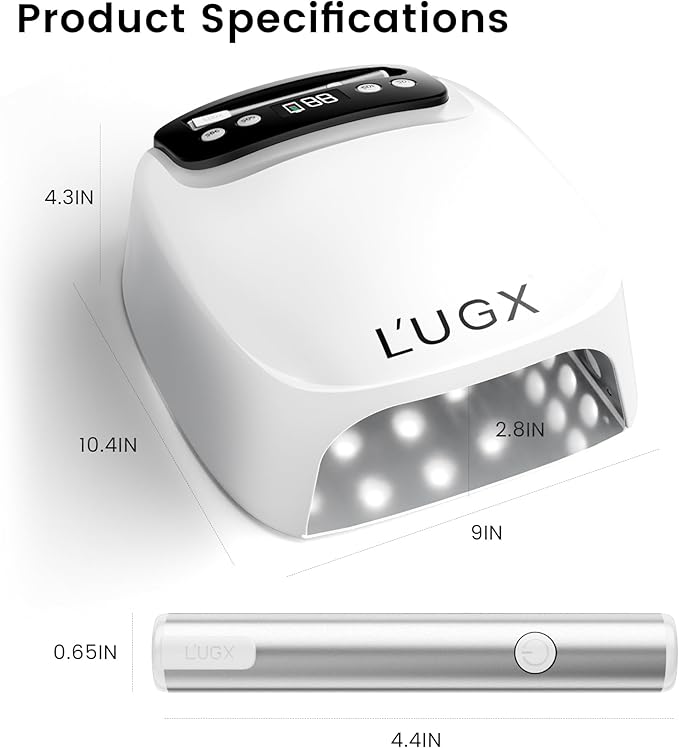 L'UGX 2 in 1 UV LED Nail Lamp, Rechargeable UV Light for Gel Nails, Coredless Nail Dryer with Handheld Gel Light for Nail Polish, Perfect for Home Salon Manicure