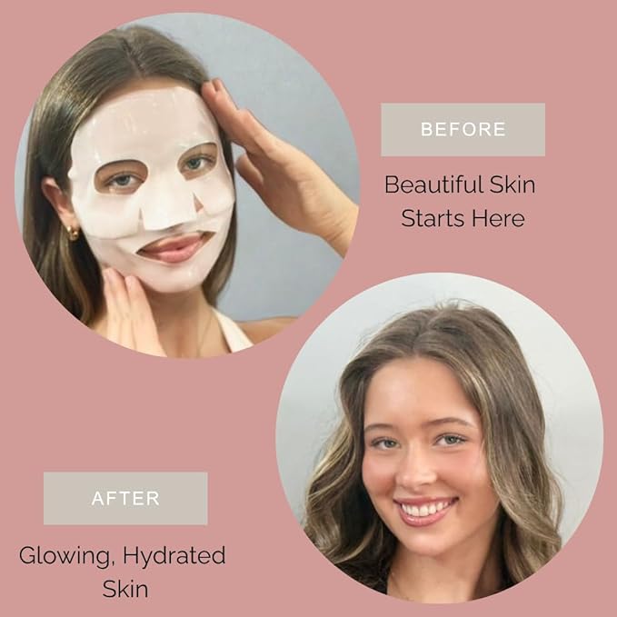 Bio Collagen Overnight Facial Mask with Peptides, Hyaluronic Acid & Antioxidants, Brightening Hydrating Facemask for Women, Hydrogel Korean Face Masks Skincare, Facial Sheet Skincare - 4 Pack