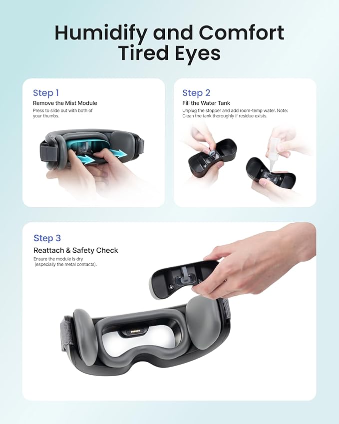 RENPHO Eyeris Caligo Eye Massager with Mist & Temple Massage, Christmas Birthday Gifts for Women Men Mom Dad Her,FSA Eligible HSA Temple Massager for Migraines,Head Circumferences 21.7in to 27.5in