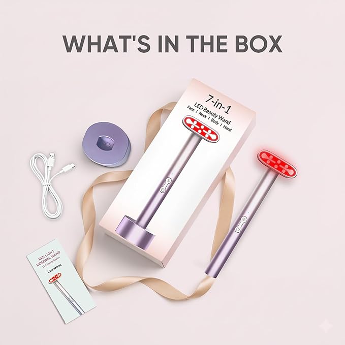 Red-Light-Therapy-for-Face, 7 in 1 LED Light Therapy Eye Equipment for Skin Care at Home, Red Light Therapy Face Massager Eye Beauty Skincare Rejuvenation Tool for Anti-Aging, Wrinkles & Glowing Skin