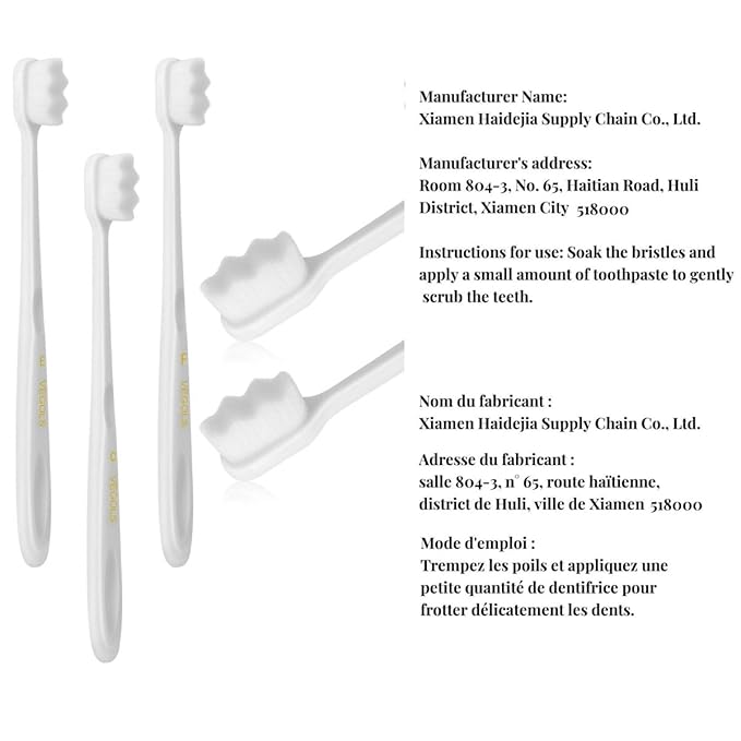 Adult Extra Soft Toothbrush with 20000 Soft Bristles, (Pack of 6) Micro Nano Manual Toothbrushes for Protect Sensitive Gums - White