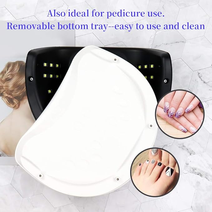 JEWHITENY 120W UV LED Nail Lamp, Nail Dryer for Gel Polish with 54 Light Beads, Upgraded Curing Lamp for Fingernail and Toenail Auto Sensor Dual Light Source Nail Machine