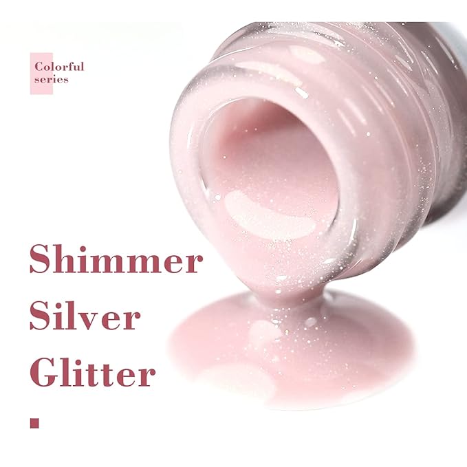 RARJSM Nude Glitter Gel Polish Set 6pcs Shimmery Jelly Nail Polish Iridescent Sparkly Pink Purple Apricot Beige Translucent Natural Skin Tone Color 7.5ml Soak off UV LED Cured