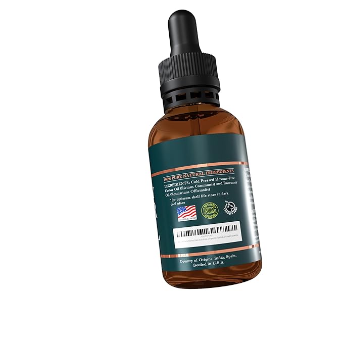 Live Fraiche Rosemary Oil for Hair Growth (2oz) with Cold Pressed Castor Oil Natural Hair Growth Oil - Rosemary and Castor Oil for Hair Growth -Strengthening Hair Oil for Damaged Hair and Hair Loss