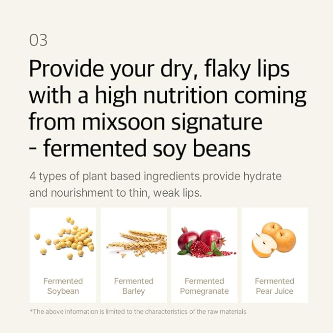 mixsoon Natural Bean Lip Mask Balm - Moisturizing and Softening Lip Care, Fermented Bean and Shea Butter, Vegan Formula for Smooth, Hydrated Lips 11g / 0.37 fl. oz. Korean Glass Skin Care