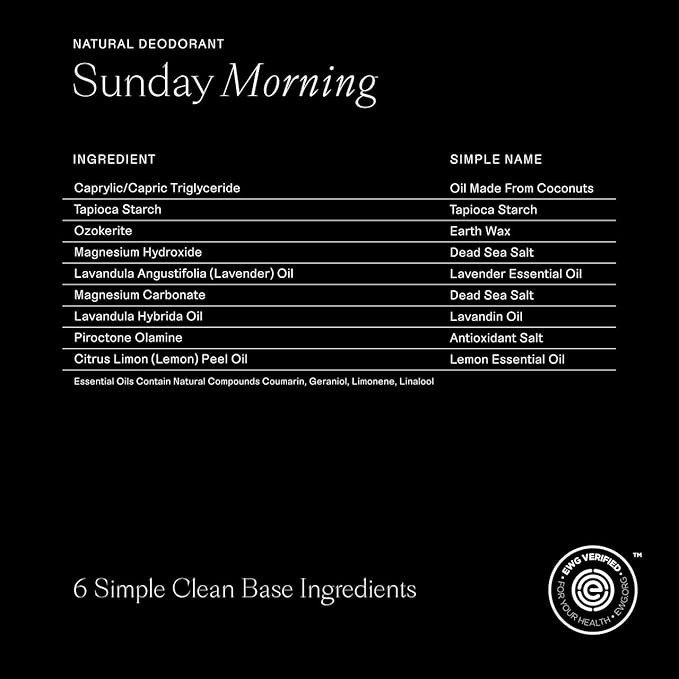 Each & Every Aluminum Free Deodorant for Women & Men - All Natural Deodorant for Sensitive Skin, EWG Verified - Clean, Baking Soda-Free, Plant-Based Fragrance, Lavender & Lemon, 2.5oz, 3-Pack