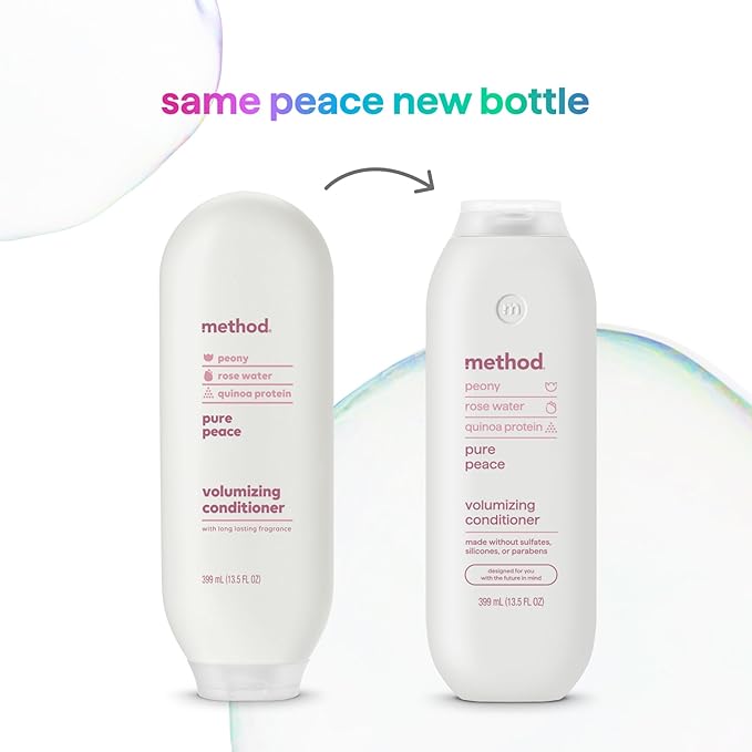 Method Volumizing Conditioner, Pure Peace with Rose, Peony, and Pink Sea Salt Scent Notes, Paraben and Sulfate Free, 13.5 oz (Pack of 1)