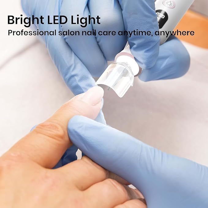 Electric Nail File Drill: HSKAI Nail Drill with LCD & Lamp, Long-Lasting Thick Toenail Grind, Rechargeable & Cordless Toe Nail Filer Tools for Manicure and Pedicure, Gifts for Women and Men