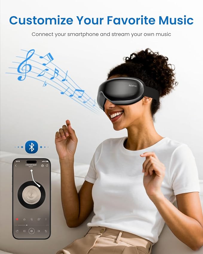 RENPHO Eyeris 1 Eye Massager with Heat, FSA Eligible HSA, Christmas Birthday Gifts for Women Men Mom Dad Her Him, Eye Mask for Migraine, Smart Sleep Mask for Dry Eyes Relax, Reduce Strain