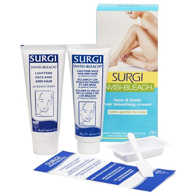Surgi Invisi-Bleach Face & Body Hair Bleaching Cream 1.5 oz ( Pack of 2)