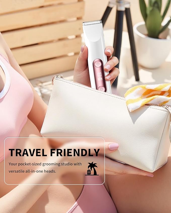 Ufree Bikini Trimmer Electric Razors for Women Dual Head, Pubic Body Hair Trimmer Electric Shaver for Face, Legs, Arm, Rechargeable Lady Shaver Waterproof, Summer Grooming Kit, Gifts for Her