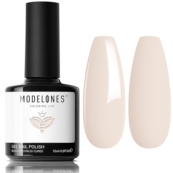 modelones Nude Gel Nail Polish, 1 Pcs 15 ML Nude Neutral Color Soak Off LED Skin Tones Nail Gel Polish Manicure Home DIY Nail Art Gift for Women Holidays