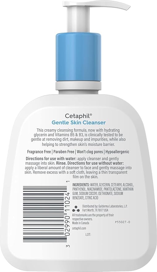 Cetaphil Face Wash, Hydrating Gentle Skin Cleanser for Dry to Normal Sensitive Skin, 4 oz 3 Pack, Fragrance Free, Soap Free and Non-Foaming