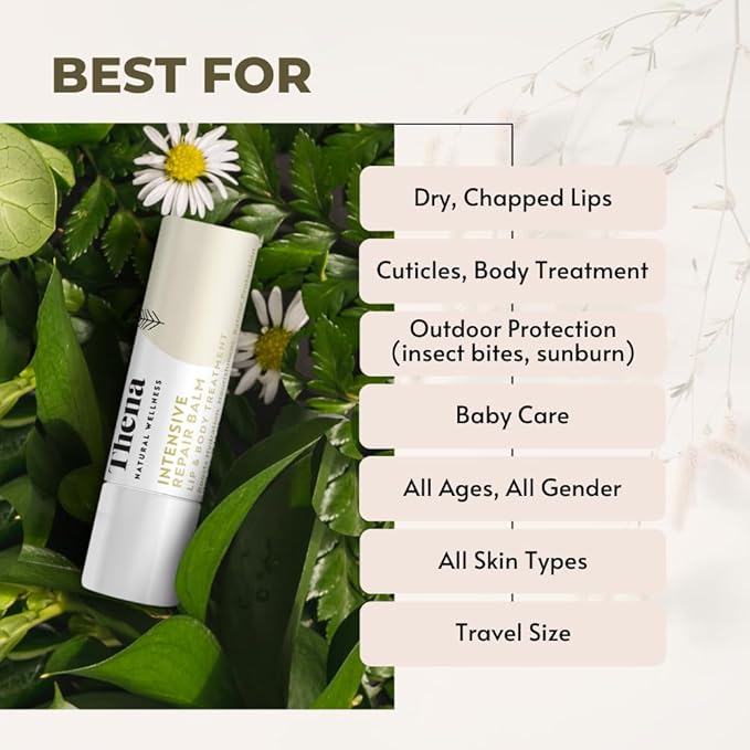 Organic Lip Treatment Balm Ultra Hydrating & Nourishing Care for Dry, Chapped, Cracked Lips & Skin, Visibly Smooths Wrinkles & Fine Lines, Natural Skin Care, Travel Size, Women and Men