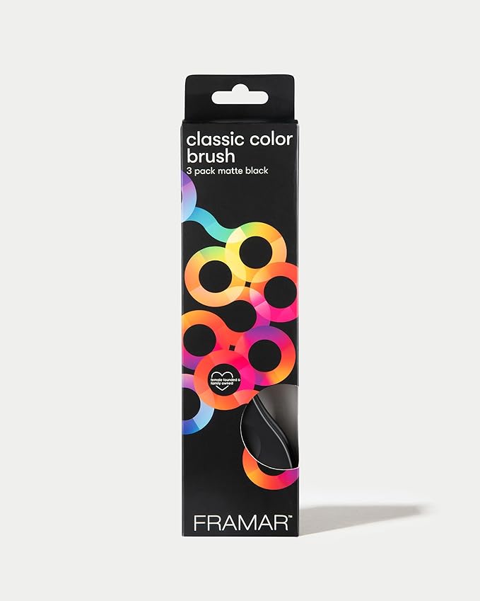 FRAMAR Black Hair Color Brush Set - Hair Coloring Brush for Hair Dye, Color Brushes for Hair Salon, Tint Brush for Dyeing Hair, Tint Brushes, Brochas Para Tinte De Cabello - 3 Pack Matte