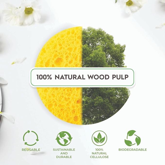 100-Count Compressed Facial Sponges, 100% Natural Cosmetic Spa Sponges for Facial Cleansing, Exfoliating Mask Yellow Round