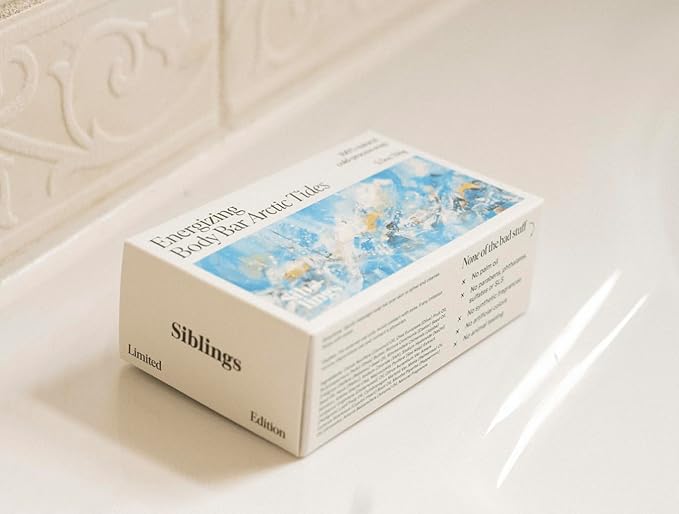 Siblings Essentials, Energizing Body Bar, Rejuvenating Body Bar Soap (Arctic Tides) Revitalize Dull Dry Skin, Natural Botanical and Essential Oils