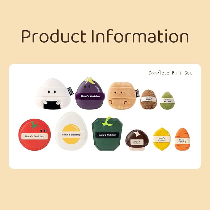 11-Piece Bento Box Makeup Sponge & Puff Set, Food Theme Beauty Foundation Puffs, 5 Types for Foundation, Concealer, Powder, Cream & Liquid Makeup, with Portable Storage Case