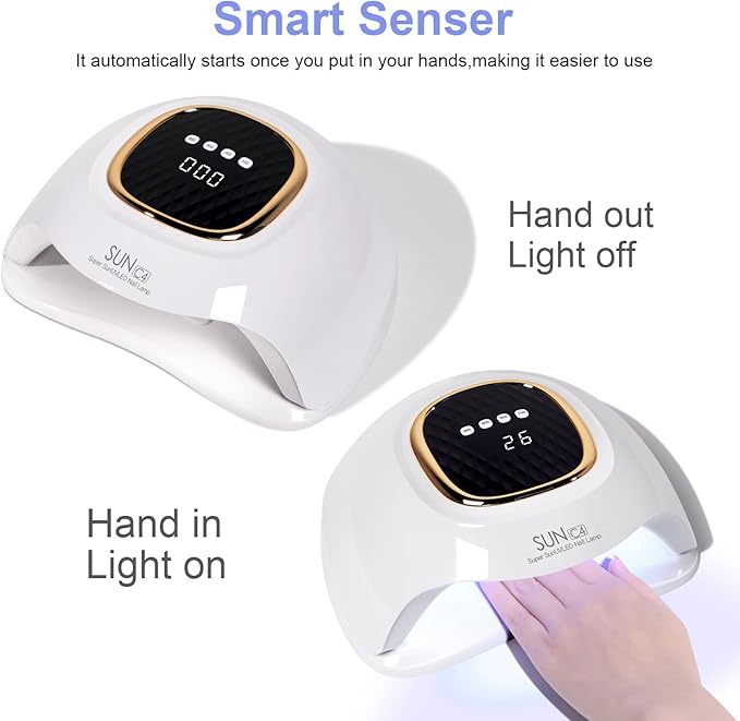 UV Nail Lamp - Fast Drying, Powerful & Efficient LED Nail Lamp with 4 Timing Settings & Infrared Automatic Sensor Professional UV Light for Home Salon Nail Art Tools