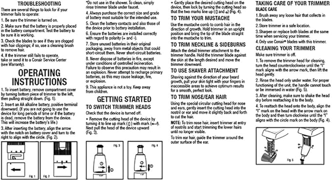 ConairMan Nose Hair Trimmer for Men, For Nose, Ear, and Eyebrows, Patent 360 Bevel Blade for No Pull, No Snag Trimming Experience, Cordless Trimmer 2 piece Set with Detail and Shaver Attachments