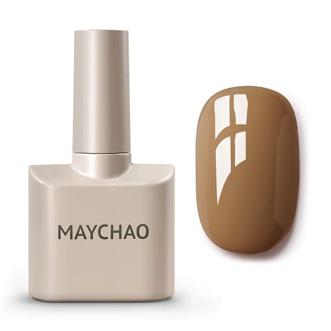 MAYCHAO 15ML Coffee Brown Gel Nail Polish 1Pc Khaki Brown Gel Polish Soak Off UV LED Nail Polish Nail Art Starter Manicure Salon DIY at Home, 0.5 OZ