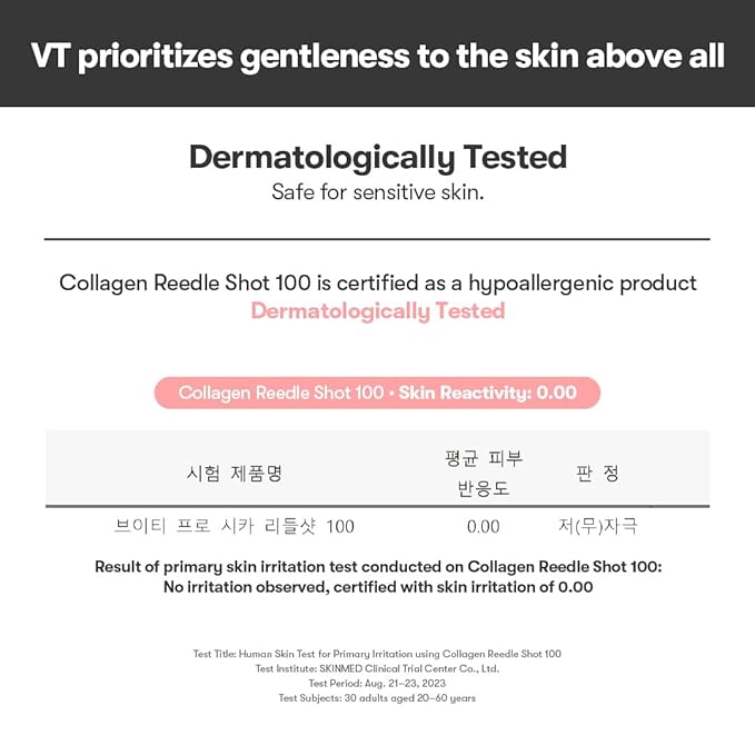 VT COSMETICS Collagen Reedle Shot 100, Microneedling Serum, Firming & Elasticity, 500Da Collagen Extract, Soft & Glass Skin, Pink Serum, Korean Skin Booster 1.69Fl Oz(50ml)