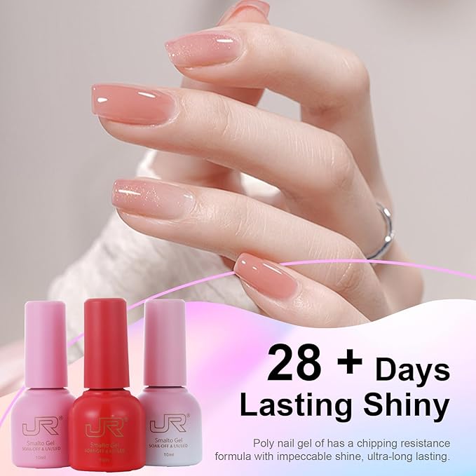 JR 35pcs 10ml Gel Nail Polish Same Color Same Bottle Red Pink Nude Gel Polish Set Base Top Matte Coat For Nail Salon Professional Nail Art Manicure for Women A Set